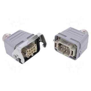 Connector: HDC | male + female | C146 | PIN: 6 | 6+PE | size E6 | straight