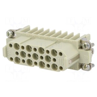 Connector: HDC | contact insert | female | Han® D | PIN: 25 | 25+PE | 10A