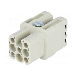 Connector: HDC | contact insert | female | Han® D | PIN: 8 | size 3A