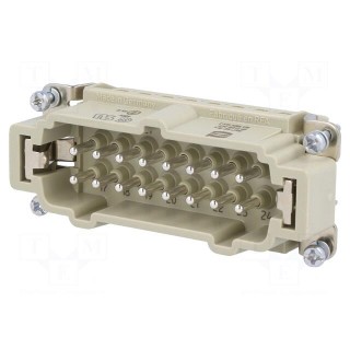 Connector: HDC | contact insert | male | Han E® | PIN: 16 | 16+PE | 16A