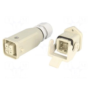Connector: HDC | male + female | plug + socket,complete set | PIN: 4