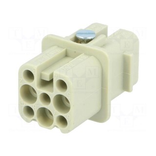 Connector: HDC | contact insert | female | Han® D | PIN: 8 | 7+PE | 10A