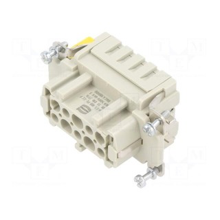 Connector: HDC | contact insert | female | Han® ES | PIN: 10 | 10+PE