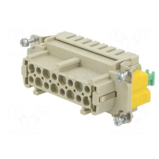 Connector: HDC | contact insert | female | Han® ES | PIN: 16 | 16+PE