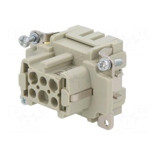 Connector: HDC | contact insert | female | Han® ES | PIN: 6 | 6+PE | 16A