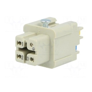 Connector: HDC | contact insert | female | Han® A | PIN: 4 | 3+PE | 10A