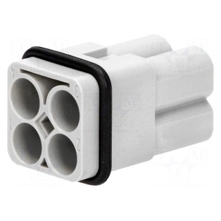 Connector: rectangular | male | Han Q | PIN: 4 | size 3A | w/o contacts