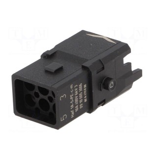Connector: rectangular | male | Han 1A | PIN: 6 | 5+PE | size 1A | crimped