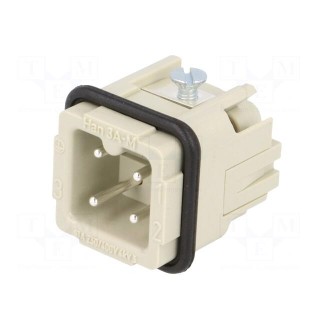 Connector: HDC | contact insert | male | Han® A | PIN: 4 | 3+PE | size 3A