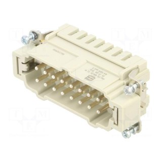 Connector: HDC | contact insert | male | Han® ES | PIN: 16 | 16+PE | 16A