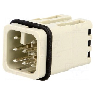 Connector: HDC | contact insert | male | Han® D | PIN: 8 | 7+PE | size 3A