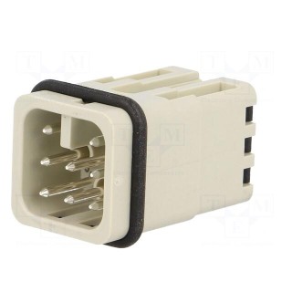 Connector: HDC | contact insert | male | Han® D | PIN: 8 | 7+PE | size 3A