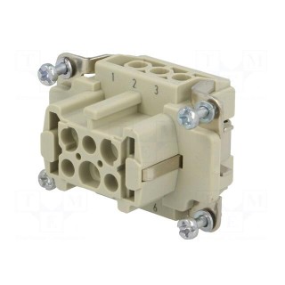 Connector: HDC | contact insert | female | Han® Ex | PIN: 6 | 6+PE | 16A