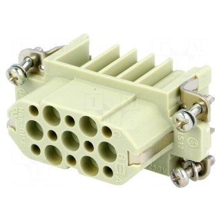 Connector: HDC | contact insert | female | Han® D | PIN: 15 | 15+PE | 10A