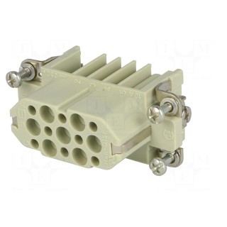 Connector: HDC | contact insert | female | Han® D | PIN: 15 | 15+PE | 10A
