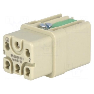 Connector: HDC | contact insert | female | Han Q | PIN: 6 | 5+PE | size 3A