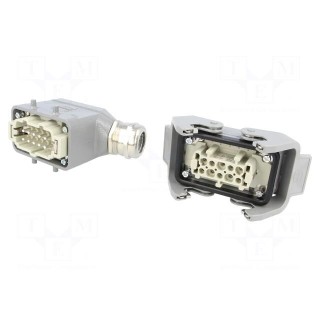 Connector: HDC | male + female | plug + socket,complete set | 10+PE