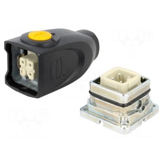 Connector: HDC | male + female | plug + socket,complete set | PIN: 4