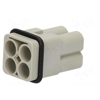 Connector: rectangular | male | Han Q | PIN: 4 | size 3A | w/o contacts