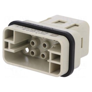 Connector: HDC | contact insert | male | Han Q | PIN: 9 | 8+PE | crimped