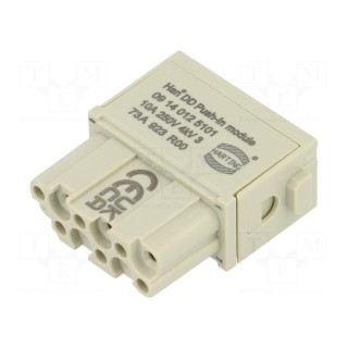 Connector: HDC | module | female | Han-Modular® | PIN: 12 | push-in | 10A