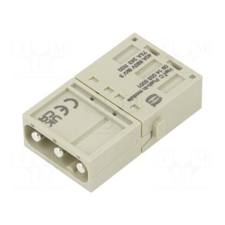 Connector: HDC | module | male | Han-Modular® | PIN: 3 | push-in | 40A