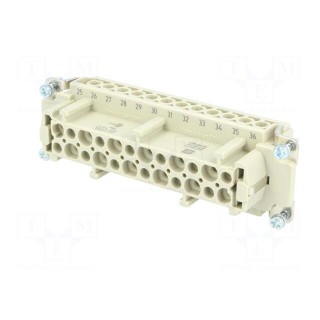 Connector: rectangular | female | Han E | PIN: 24 | 24+PE | 16A | 500V
