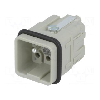 Connector: HDC | contact insert | male | Han Q | PIN: 6 | 5+PE | size 3A
