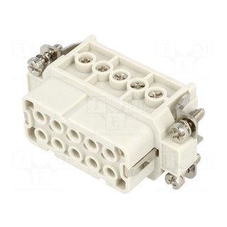 Connector: HDC | contact insert | female | S-A | PIN: 10 | 10+PE | 16A