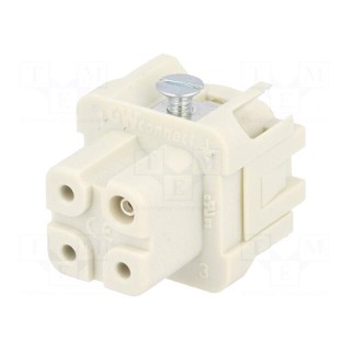 Connector: HDC | contact insert | female | S-A | PIN: 4 | 3+PE | size 3A
