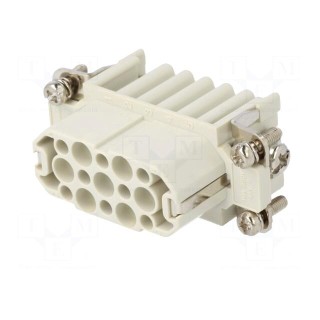 Connector: HDC | contact insert | female | S-D | PIN: 15 | size 10A | 10A