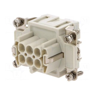 Connector: HDC | contact insert | female | S-EP | PIN: 6 | 6+PE | size 6B