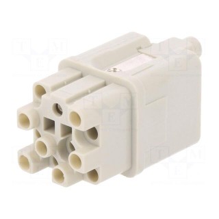 Connector: HDC | contact insert | female | S-Q12/0 | PIN: 13 | 12+PE