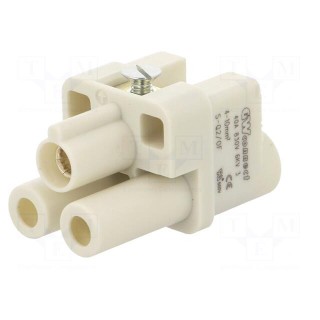 Connector: HDC | contact insert | female | S-Q2/0 | PIN: 3 | 2+PE | 40A