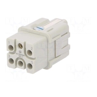 Connector: HDC | contact insert | female | S-QD5/0 | PIN: 6 | 5+PE | 16A