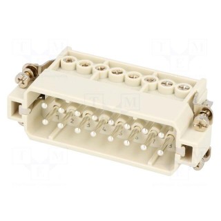 Connector: HDC | contact insert | male | S-A | PIN: 16 | 16+PE | size 16A