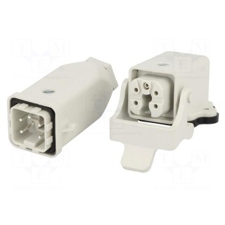 Connector: HDC | male + female | S-A | PIN: 5 | 4+PE | size 3A | angled