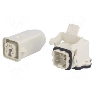 Connector: HDC | male + female | S-A | PIN: 5 | 4+PE | size 3A | angled
