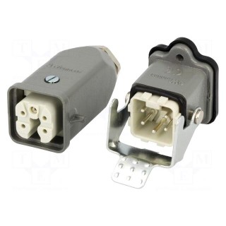 Connector: HDC | male + female | S-A | PIN: 5 | 4+PE | size 3A | straight