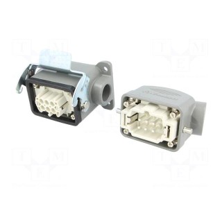 Connector: HDC | male + female | S-E | PIN: 6 | 6+PE | size 6B | angled