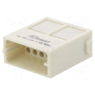 Connector: HDC | module | male | S-M10/17 | PIN: 17 | w/o contacts | 10A