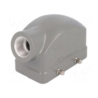 Enclosure: for HDC connectors | size 10B | for cable | angled | metal