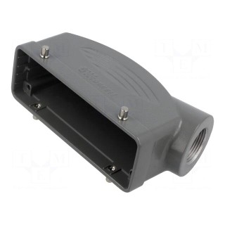 Enclosure: for HDC connectors | size 24B | for cable | angled | metal