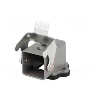 Enclosure: for HDC connectors | size 3A | with latch | angled | metal
