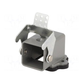 Enclosure: for HDC connectors | size 3A | with latch | angled | metal