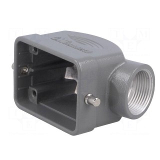 Enclosure: for HDC connectors | size 6B | for cable | angled | metal