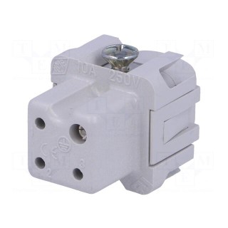 Connector: HDC | contact insert | female | CK | PIN: 4 | 3+PE | size 21.21