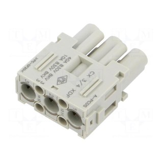 Connector: HDC | contact insert | female | MIXO | PIN: 3 | w/o contacts