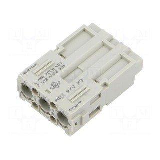 Connector: HDC | contact insert | male | MIXO | PIN: 3 | w/o contacts