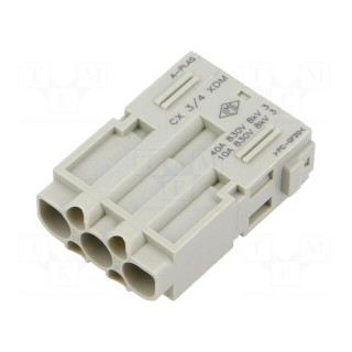 Connector: HDC | contact insert | male | MIXO | PIN: 3 | w/o contacts